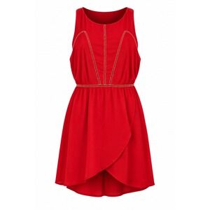 Sienna Sky Cocktail Dress Women Small Red Good Ladder Stitch Tulip Wrap Skirt